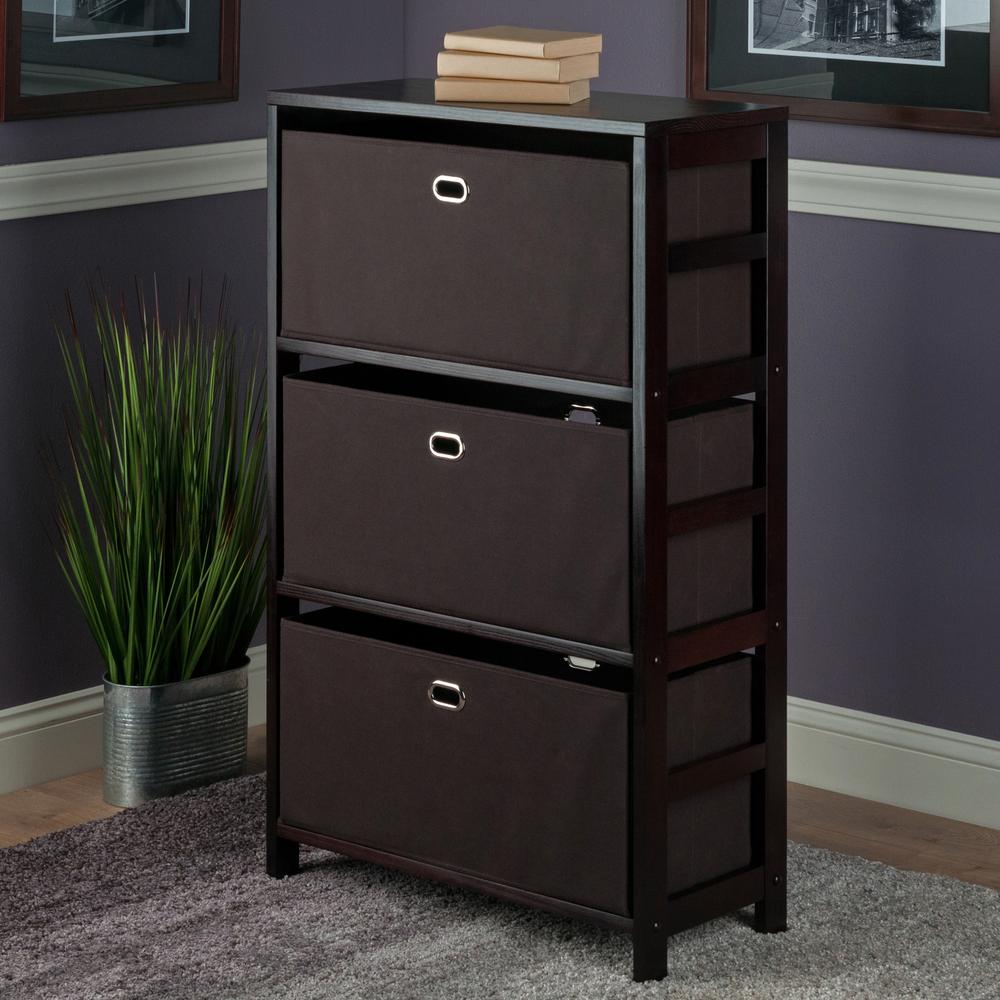 Torino 4-PC Set Storage Shelf w/ Black Fabric Baskets
