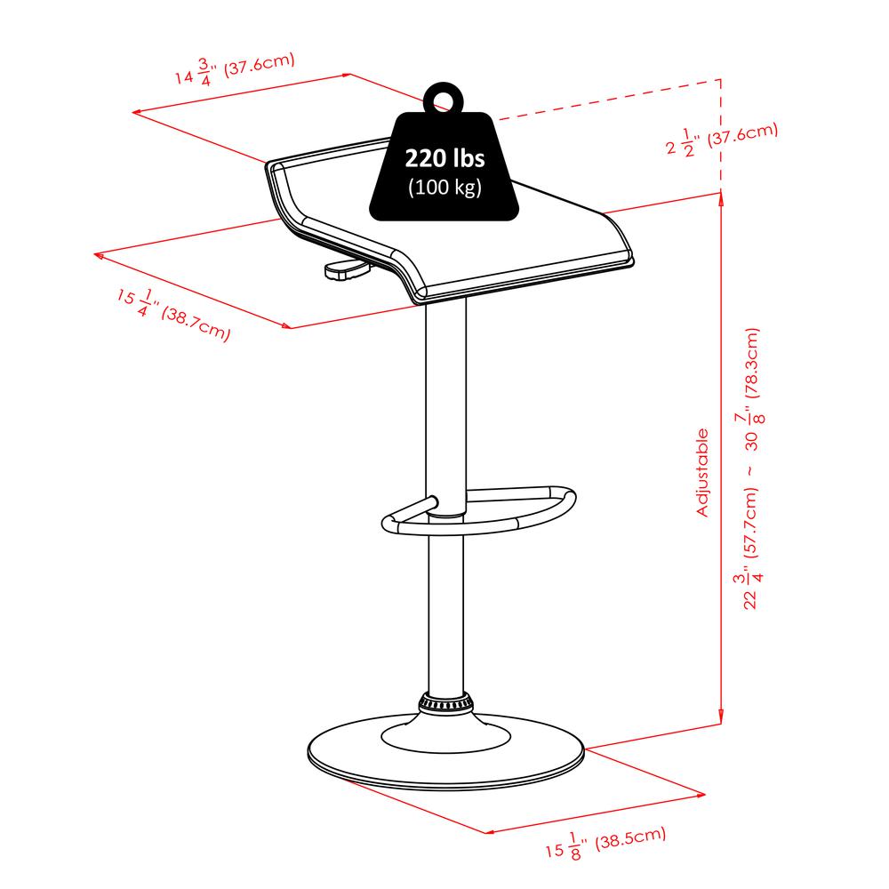 Spectrum 3pc Pub Table Set, 24" Round Black table with Chrome, 2 Airlift Stool