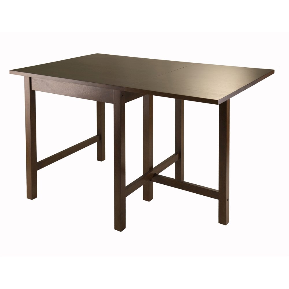 Antique Walnut Foldable Dining Table – Small Round Drop Leaf Table