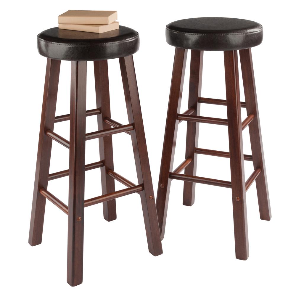Maria Cushioned Bar Stool, 2-Pc Set, Espresso & Walnut