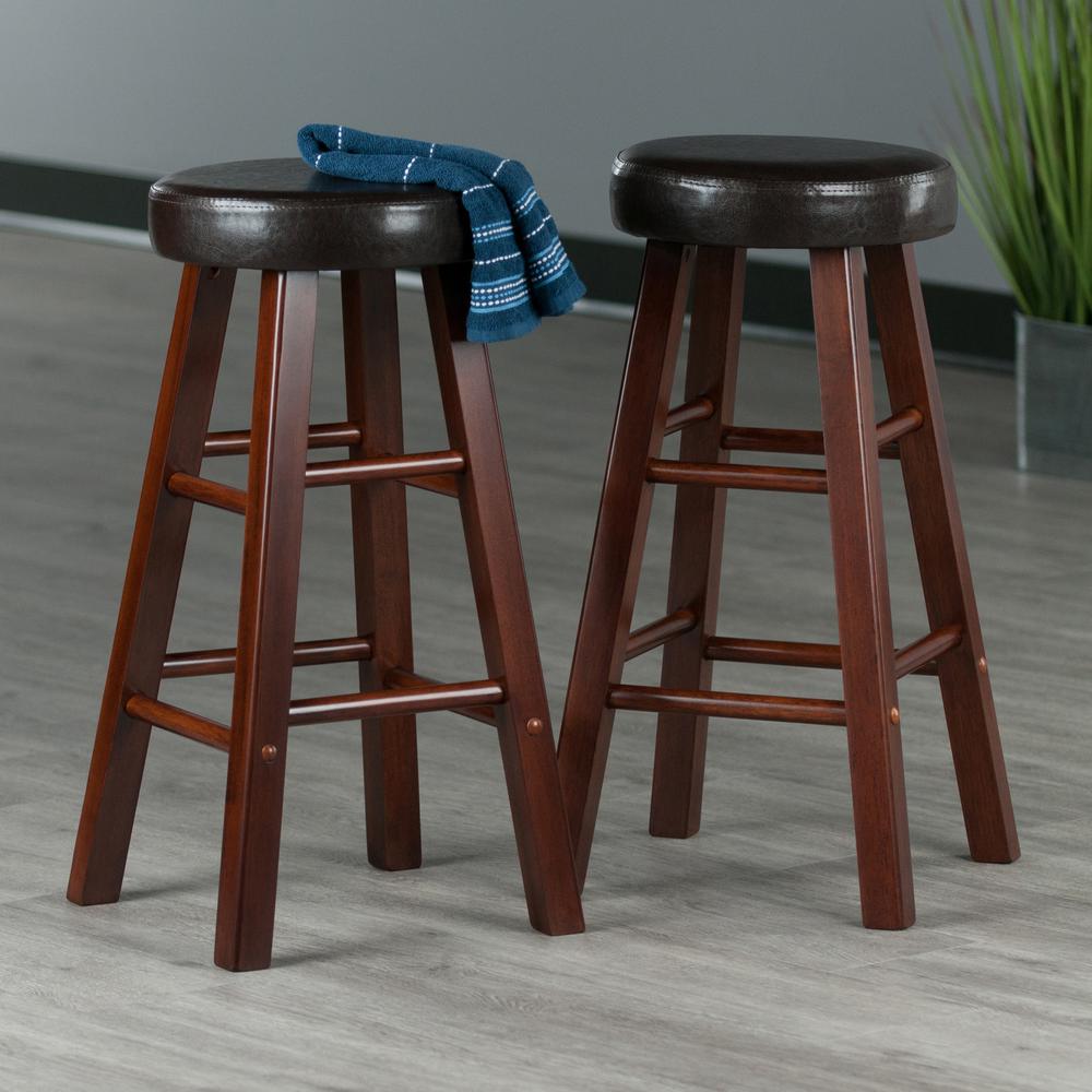 Maria Cushioned Counter Stool, 2-Pc Set, Espresso & Walnut