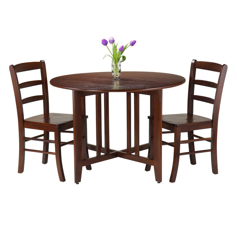 Alamo 3-Pc Round Drop Leaf Table with 2 Ladder Back Chairs