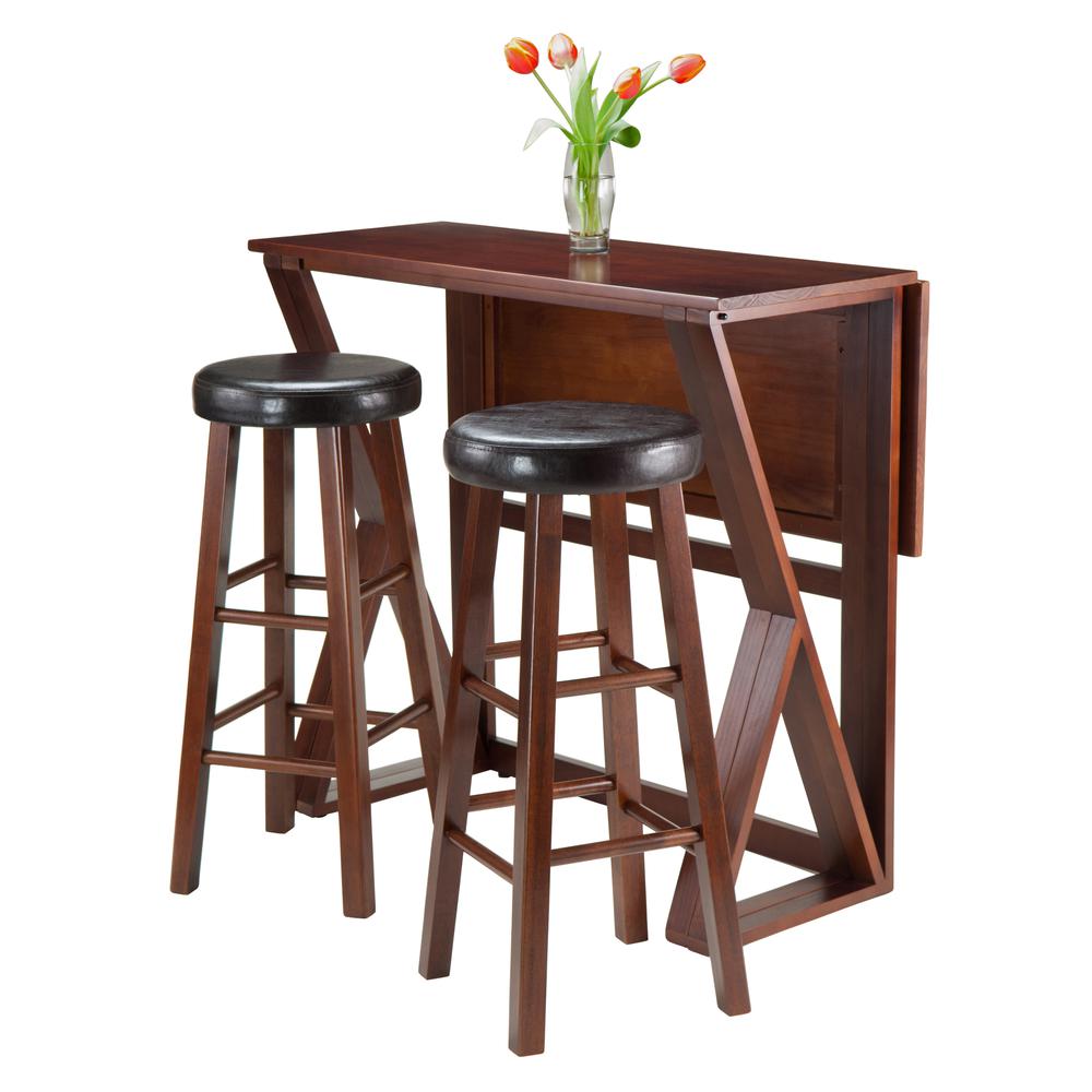 Harrington 3-Pc Drop Leaf High Table, 2-29" Cushion Round Seat Stools