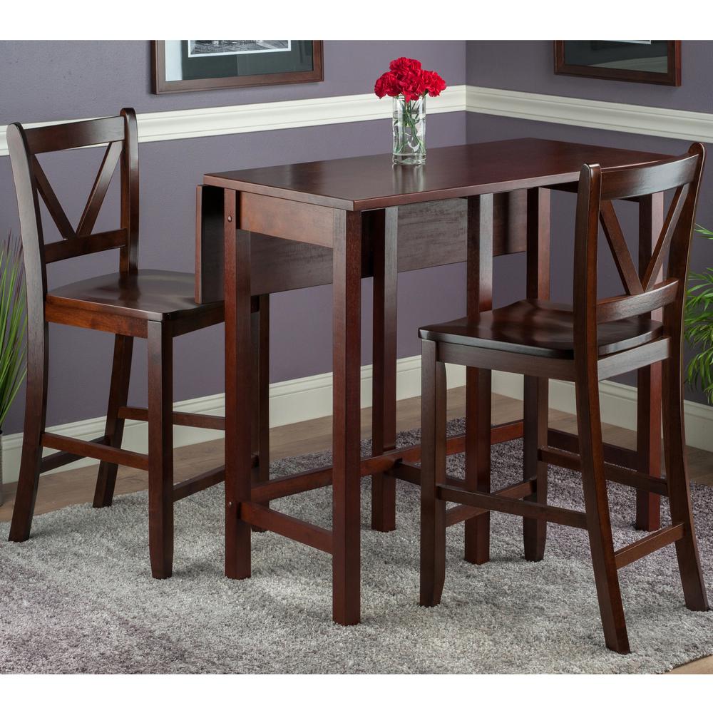Lynnwood 3-Pc Drop Leaf Table with 2 Counter V-Back Stools