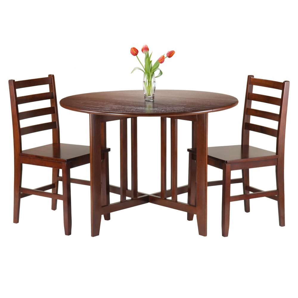 Alamo 3-Pc Round Drop Leaf Table with 2 Hamilton Ladder Back Chairs