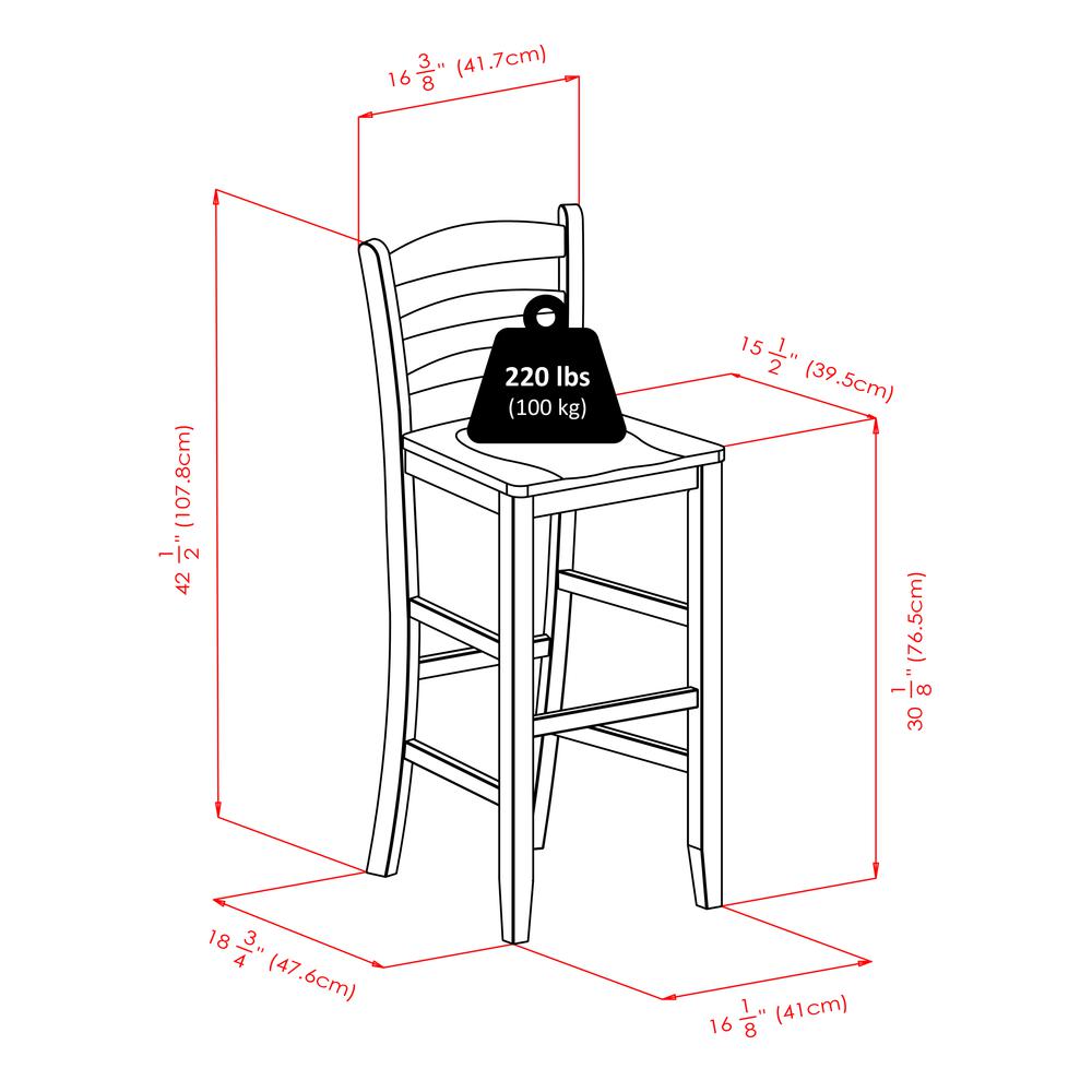 Parkland 3-Pc High Table with 29" Ladder Back Stool