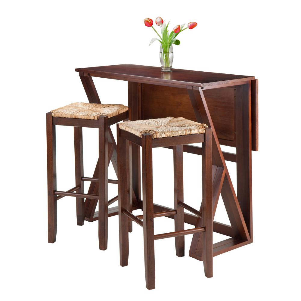 Harrington 3-Pc Drop Leaf High Table, 2-29" Rush Seat Stools