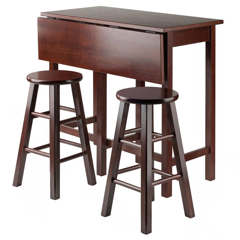 Lynnwood Drop Leaf Island Table with 2 Square Legs Stool Walnut