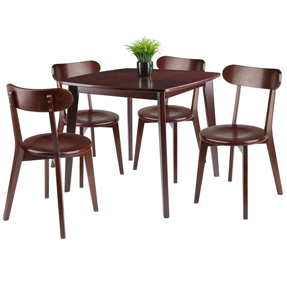 Pauline 5-Pc Set Table with Chairs, Walnut Finish