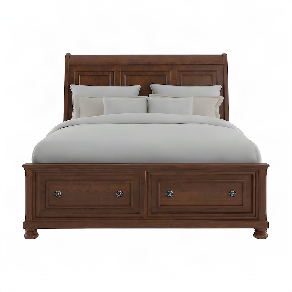Queen Sleigh Platform Bed Frame with Storage Drawers, Headboard