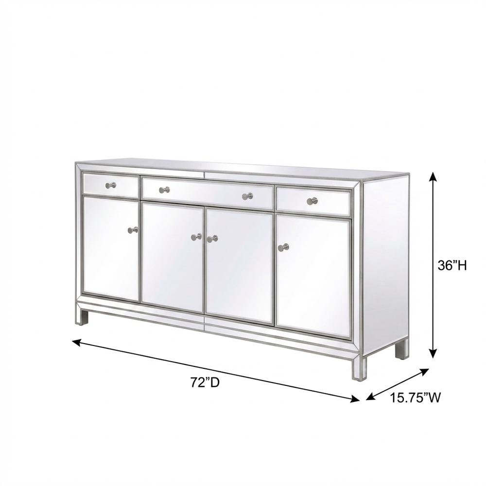 Antique Silver Mirrored Credenza with Elegant Storage and Stylish Finish