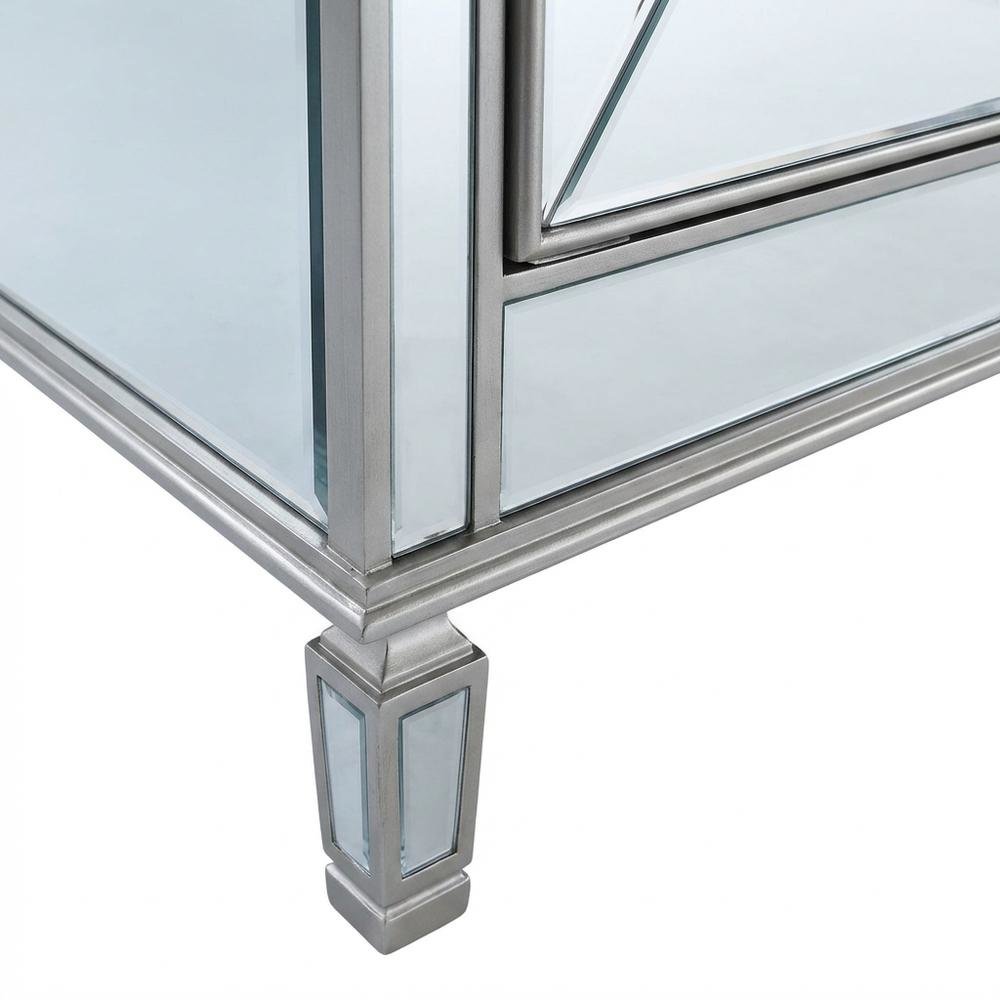 Silver 3 Drawer and 4 Door Credenza with Ample Storage and Modern Design