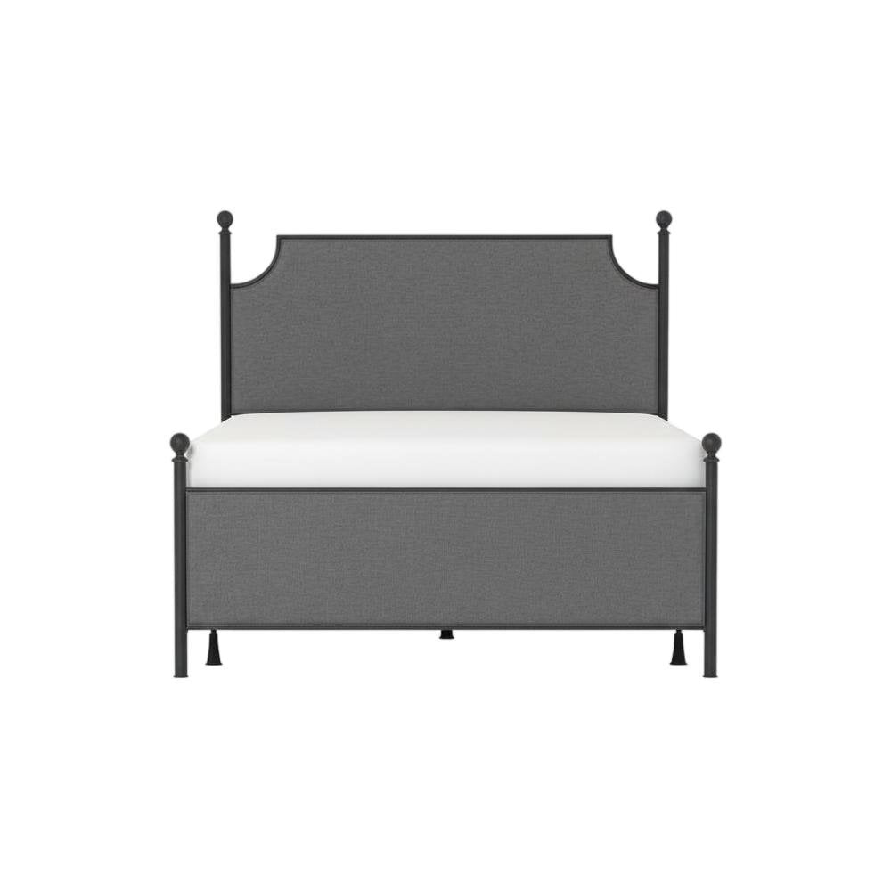 Metal Bed Frame with Gray Fabric and Queen Size Headboard and Frame