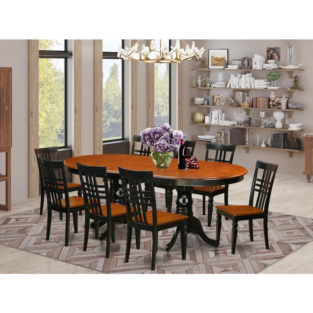 9 Pc Table and chair set with a Table and 8 Dining Chairs in Black and Cherry