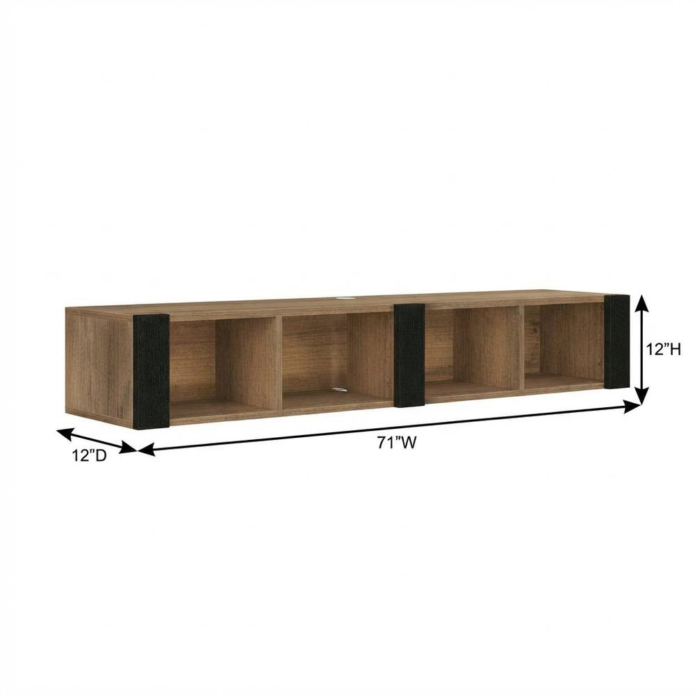 Brown Wall-Mounted TV Stand for 75 Inch TVs with Engineered Wood Design
