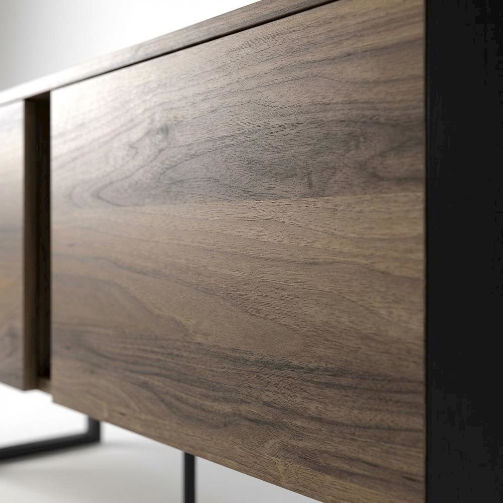 Walnut Finish TV Stand for 75 Inch Living Room Entertainment Center