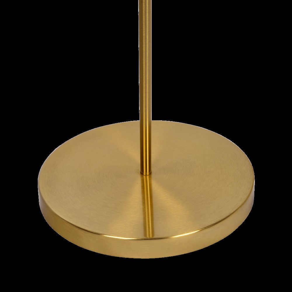 Majestic Brass Ring Base Curved Floor Lamp with Triangle White Drum Shade