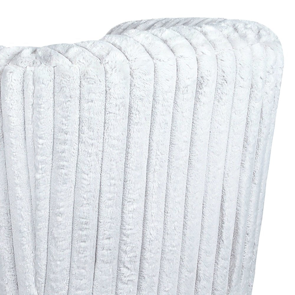 Mira White Soft Plush Fabric Swivel Chair