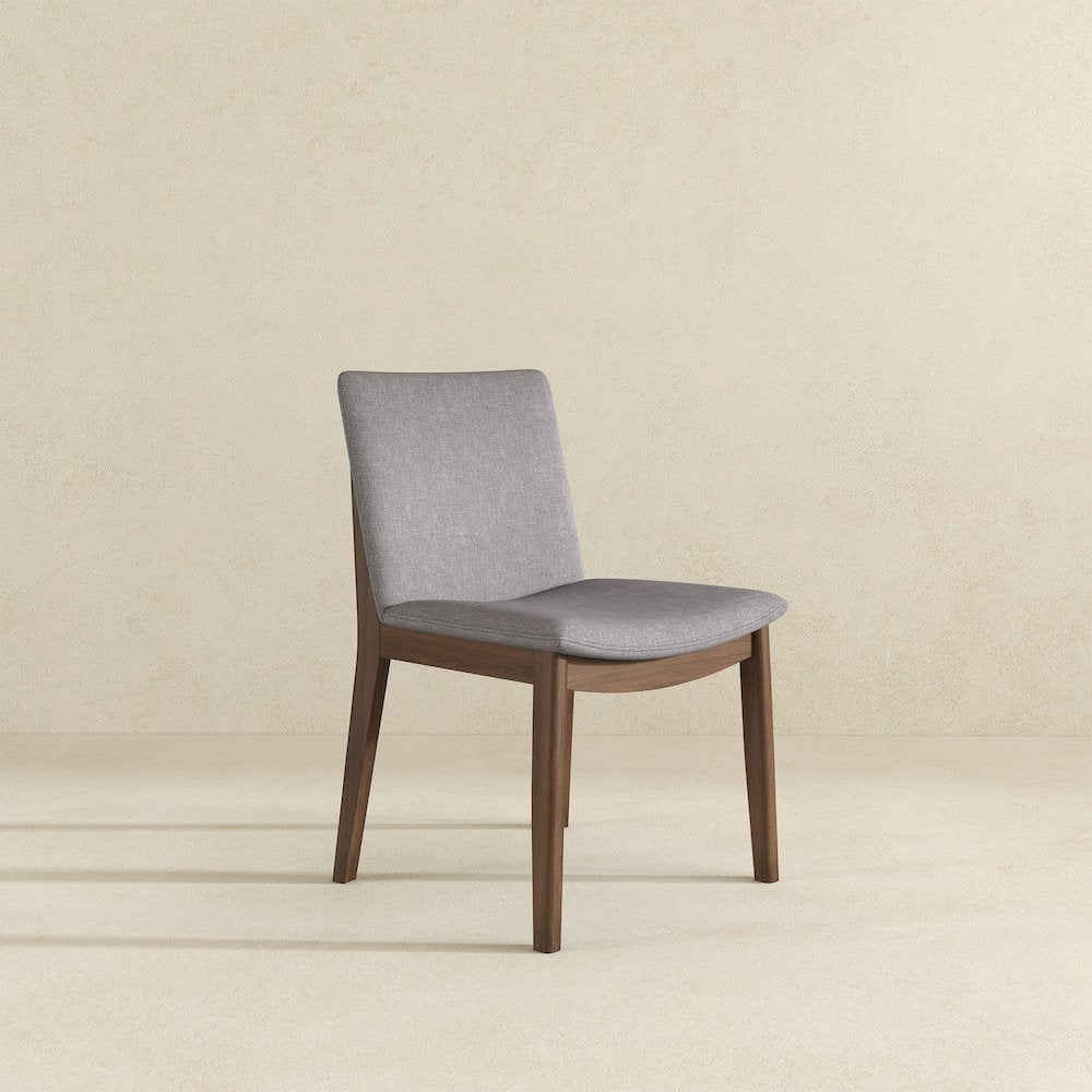 Laura Light Grey Linen Solid Wood Dining Chair (Set Of 2)