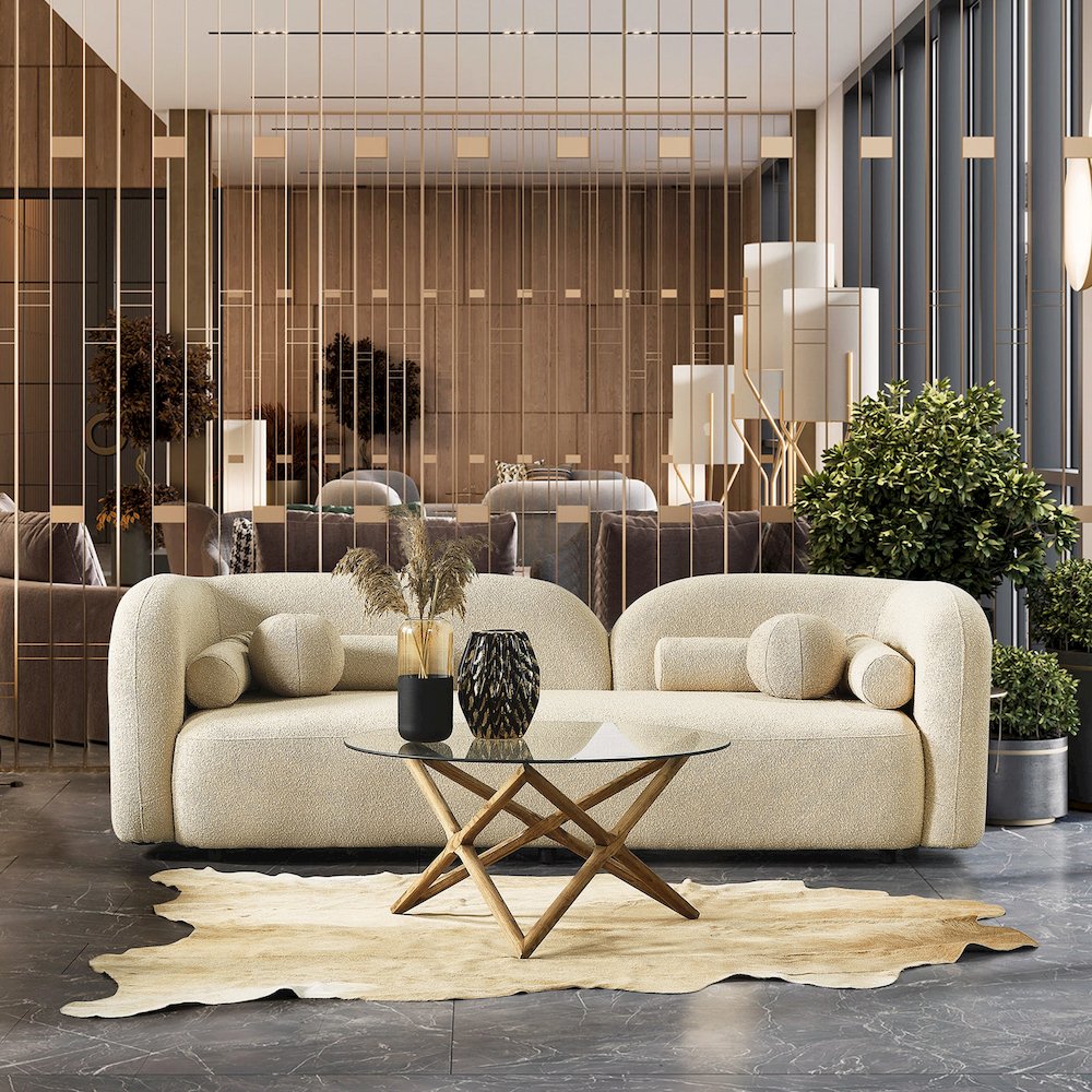 Donna Japandi Style Ivory Boucle Sofa
