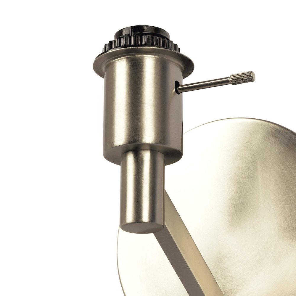 Nebula Brushed Nickel Base Wall Lamp with Rotary Switch White Fabric Shade