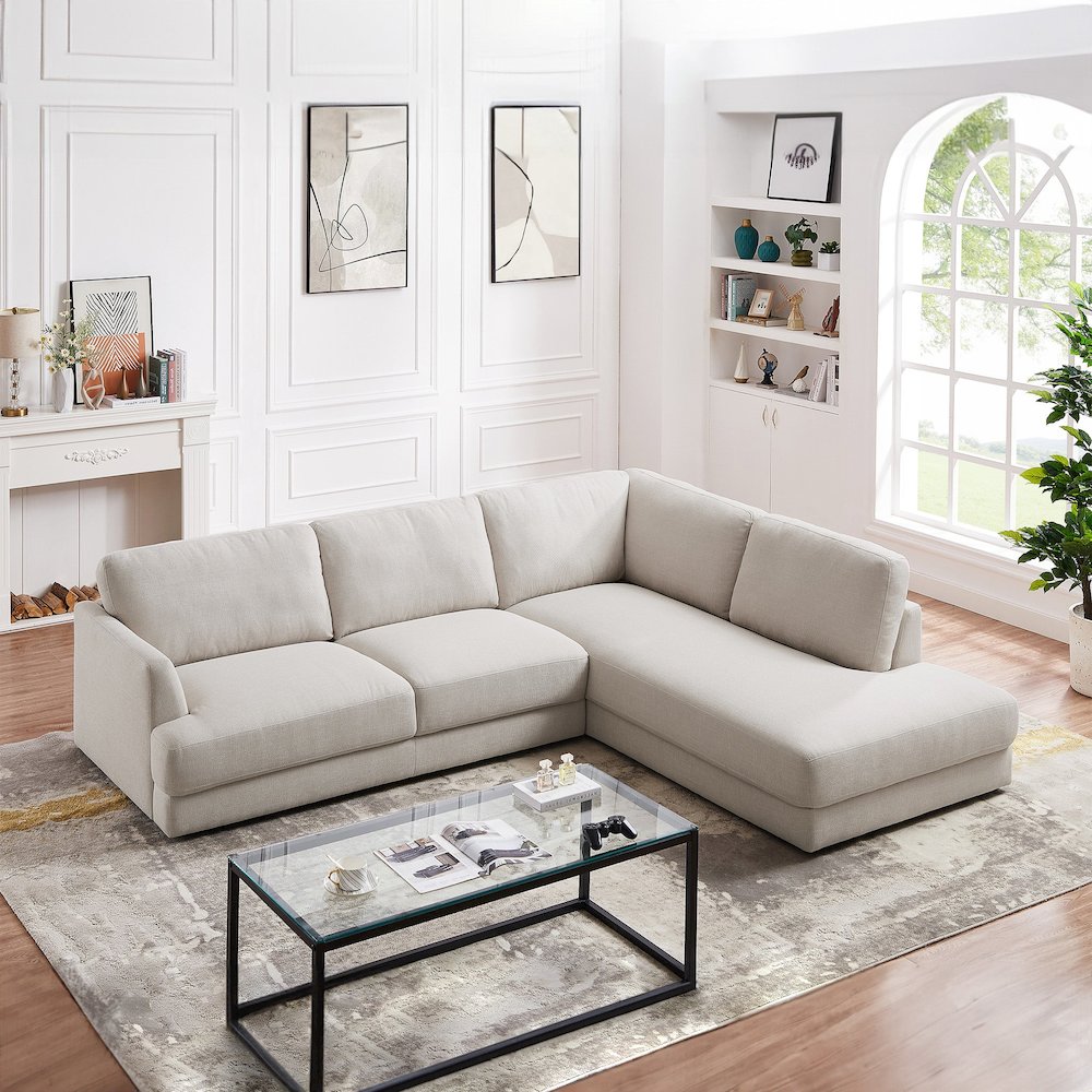 Glander Grey Fabric Left-Facing Sectional Sofa