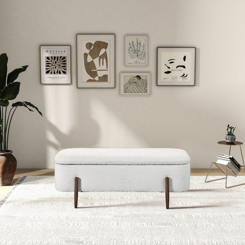 Sarna Ivory Boucle Bench