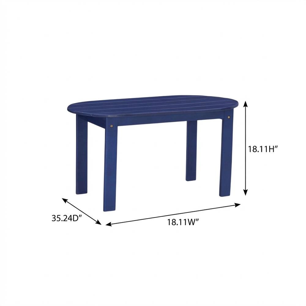 Blue Outdoor Coffee Table With Acacia Wood Finish And Sturdy Construction