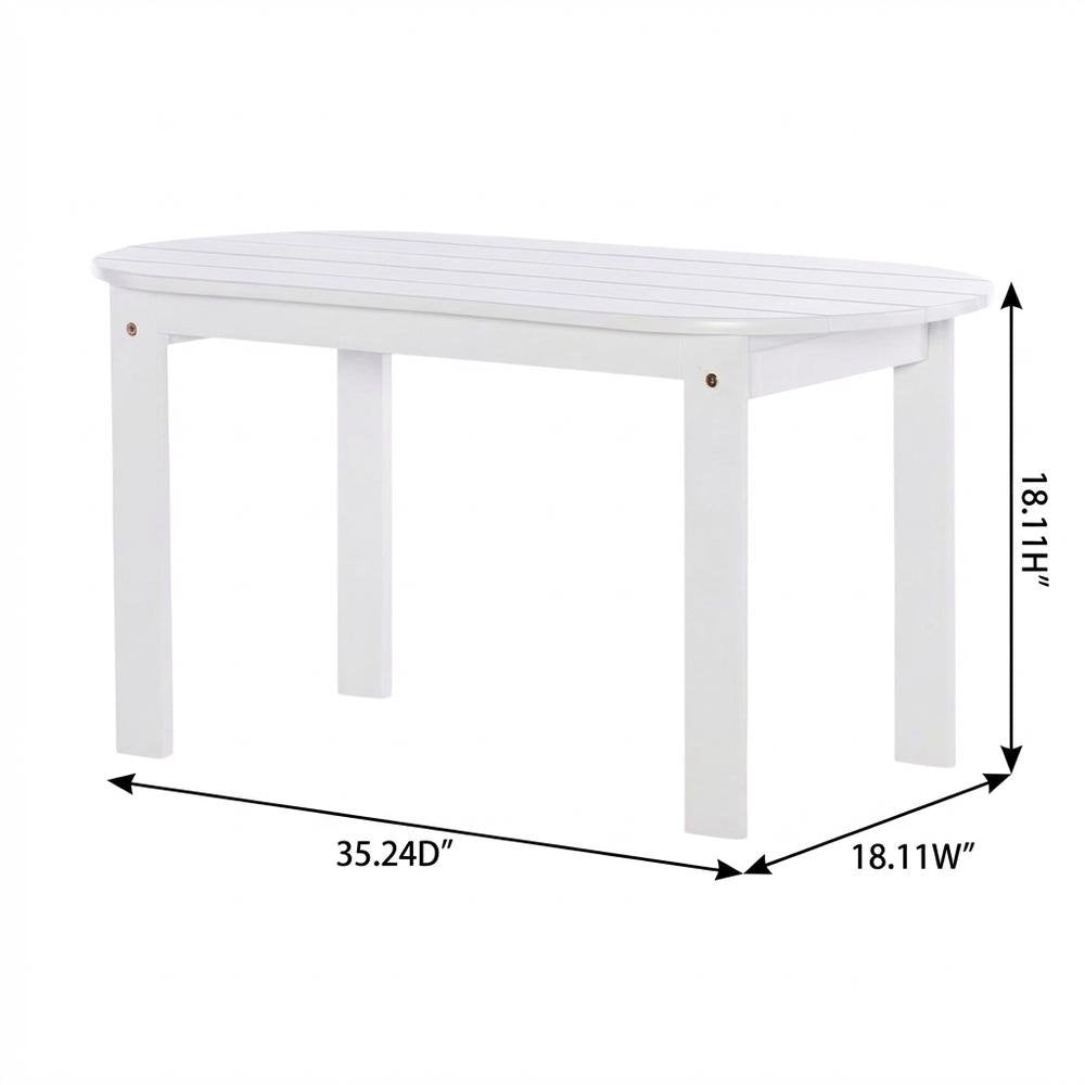 Outdoor White Coffee Table With Solid Wood And Acacia Finish
