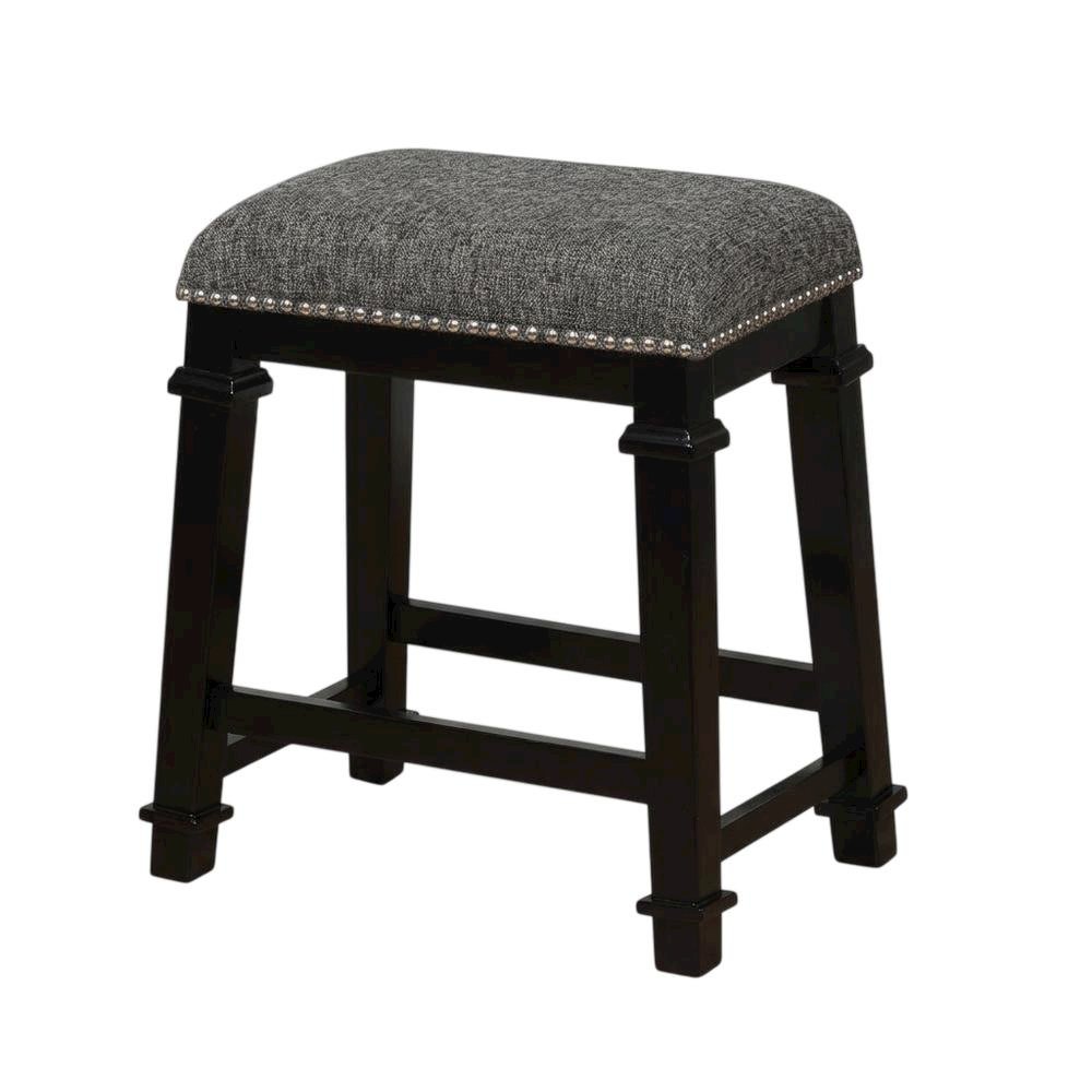 Black and White Tweed Backless Counter Stool with Wood Frame and Foam Seat