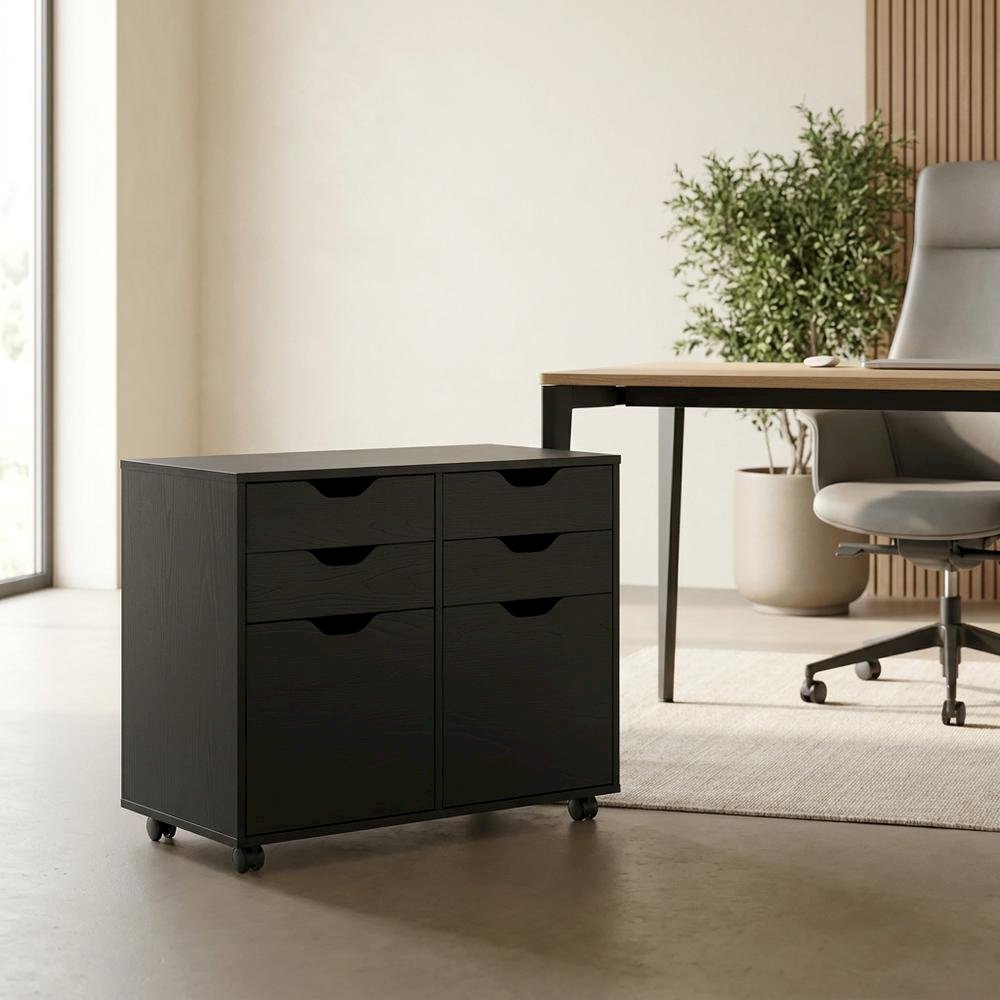Home Office Cabinet with Drawers, Rolling File Cabinet for Home Office, Black