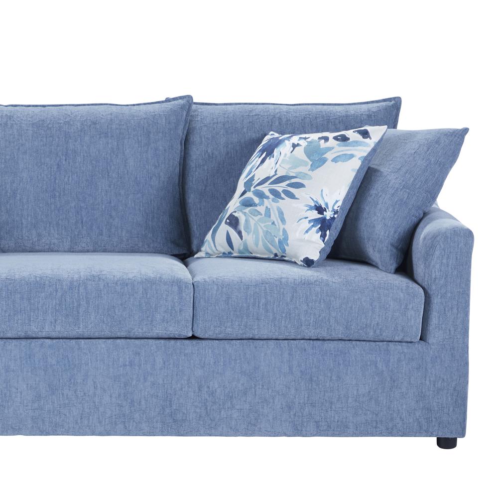 Sylvie Blue and White Polyester Couch and Swivel Chair Set
