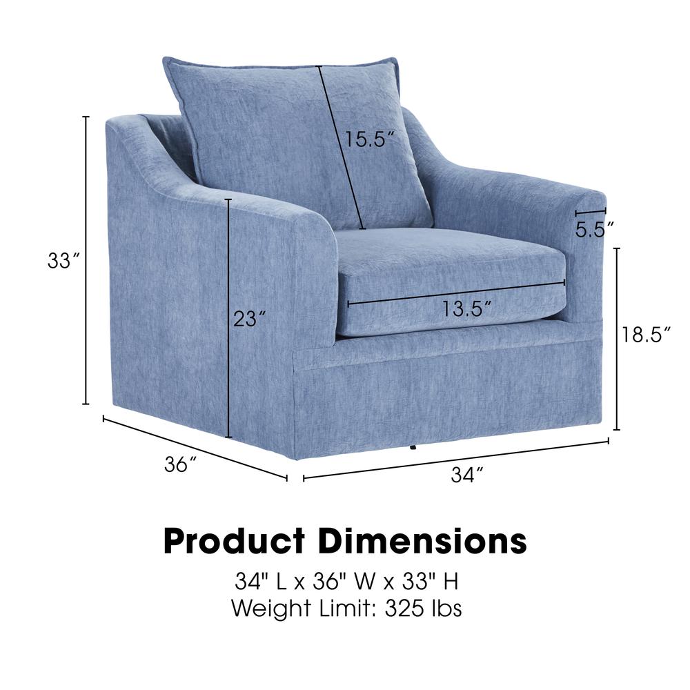 Sylvie Blue Slate Polyester Fabric Accent Swivel Chair