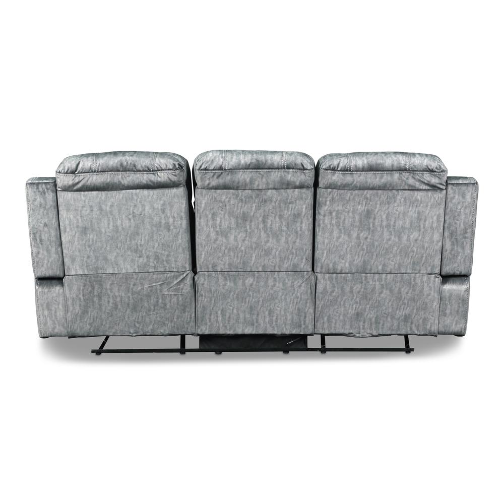 Furniture Tango Polyester Fabric Dual Recliner Sofa in Shadow Gray