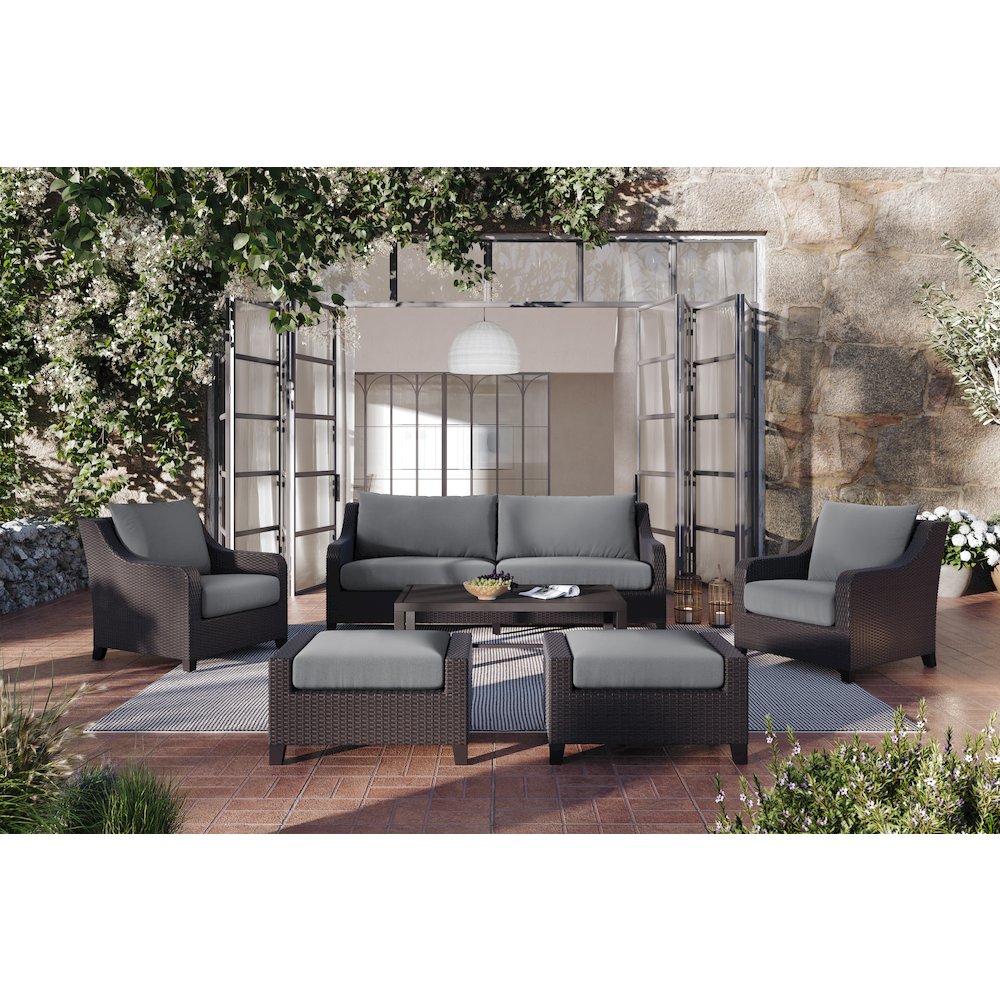 Skye 2 Pc Sofa And Slat Top Coffee Table Set-Gray