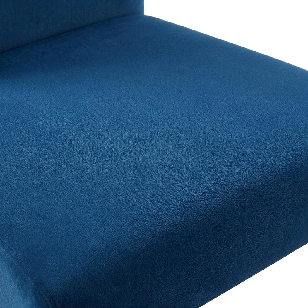 Velvet Upholstered Dining Chair with Wood Legs for Dining Room, Blue, Set of 2