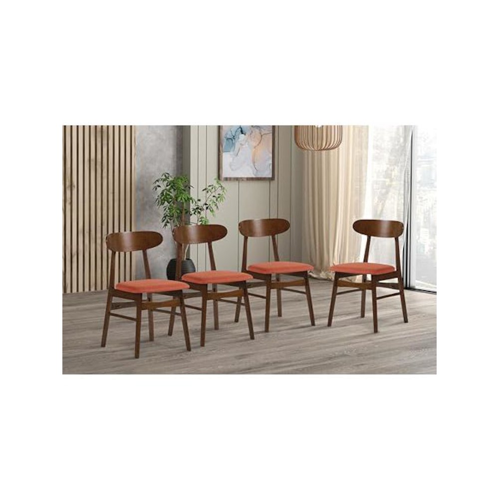 Morocco Orange Solid Wood Dining Chair (Set of 4)