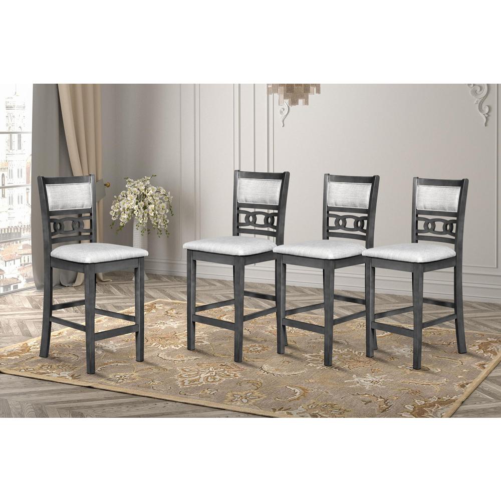 Gia Gray Wood Counter Chair with Fabric Seat (Set of 4)