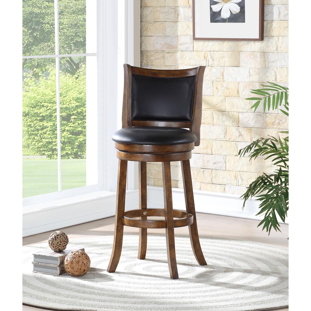 Bristol Wood Swivel Bar Stool with PU Seat in Dark Brown