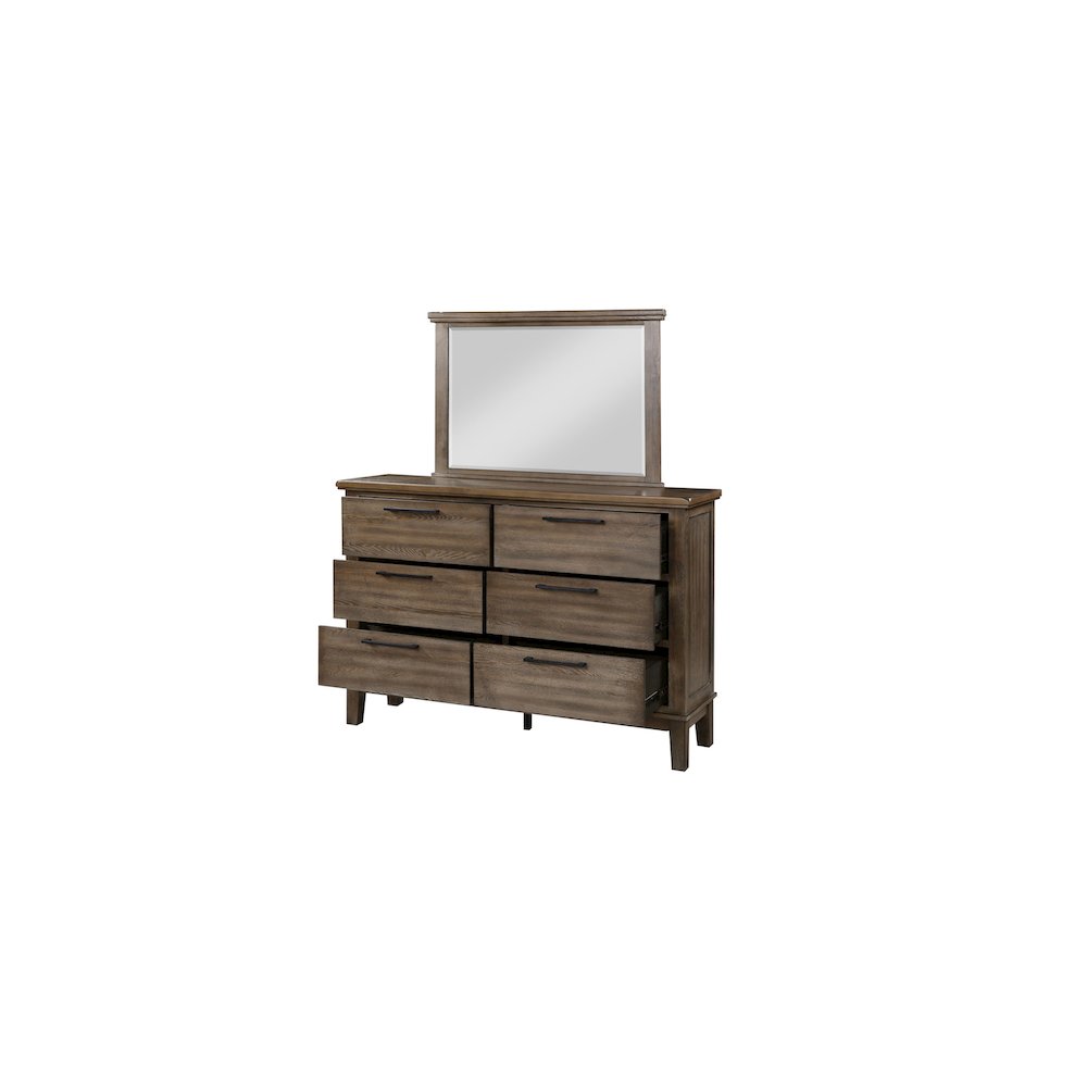 Cagney Wood 6-Drawer Dresser with Mirror, Vintage Gray