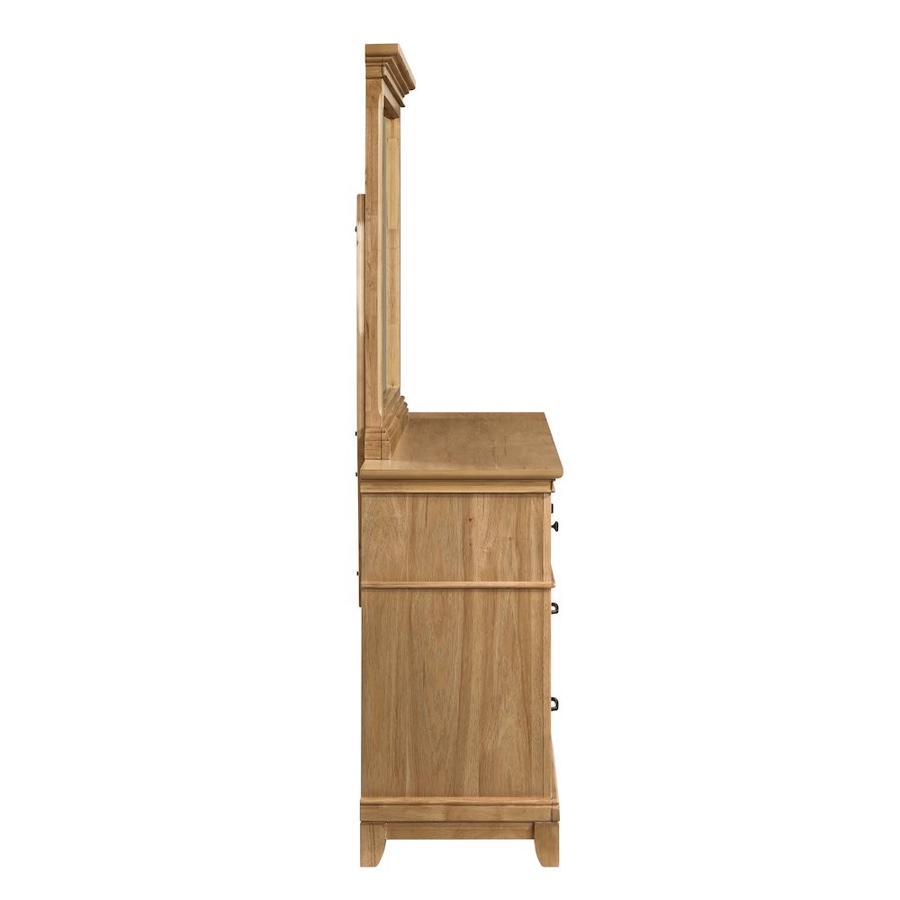 Sunstone 2-Piece Wood Dresser and Mirror Set in Honey