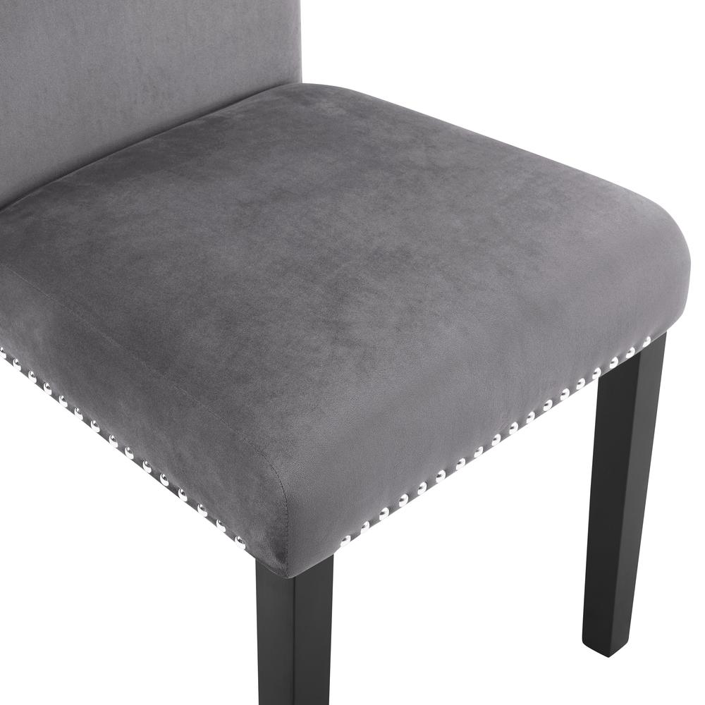 Furniture 37.75" Velvet & Wood Dining Chair in Gray (Set of 2)