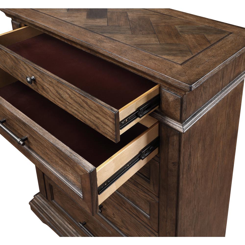 Furniture Mar Vista Solid Wood 6-Drawer Chest in Brushed Walnut