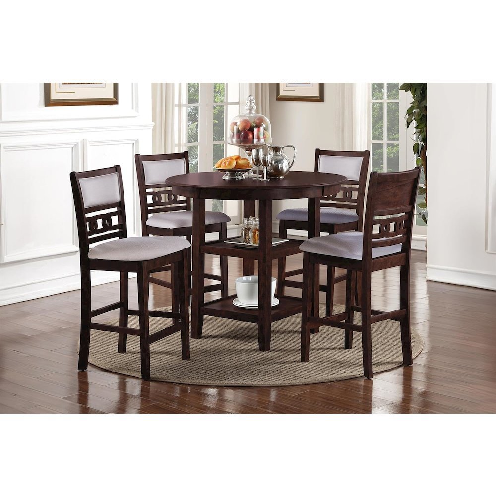 Gia 5-Piece Transitional Wood Dining Set in Cherry