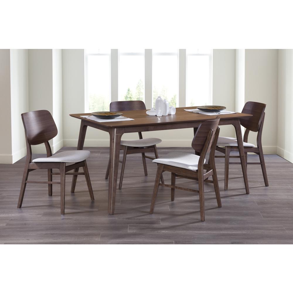 Furniture Oscar Solid Wood Table and 4 Chairs in Brown