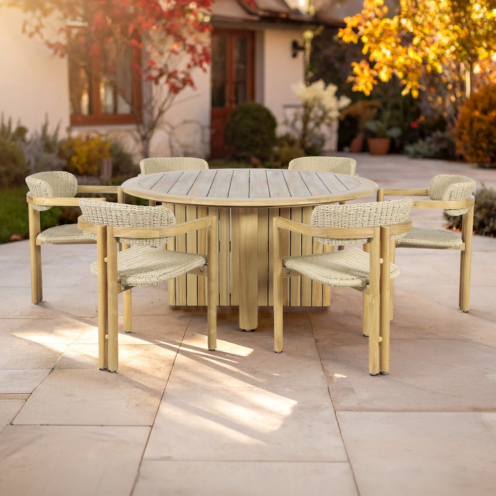 Sedona 7-Piece Wood Outdoor Dining Set in Natural