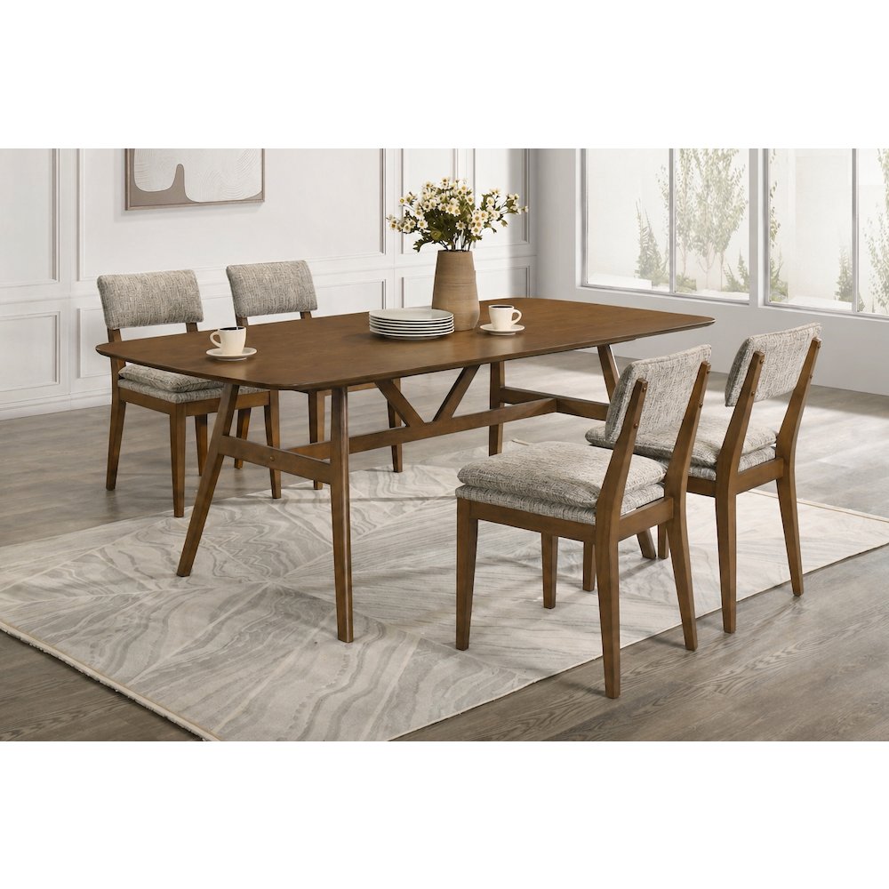 Miller 5-Piece Wood Rectangular Dining Set in Walnut