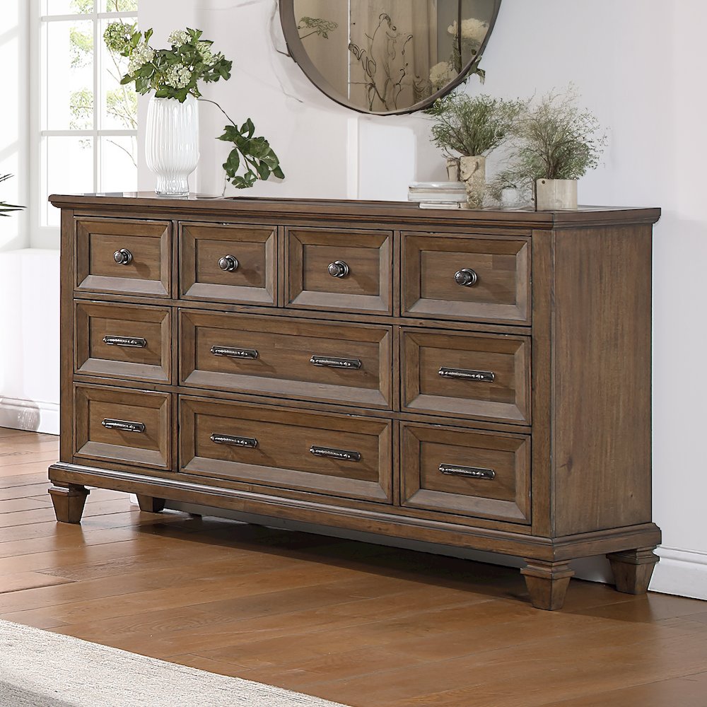 Mariana Wood 9-Drawer Dresser, Vintage Mocha