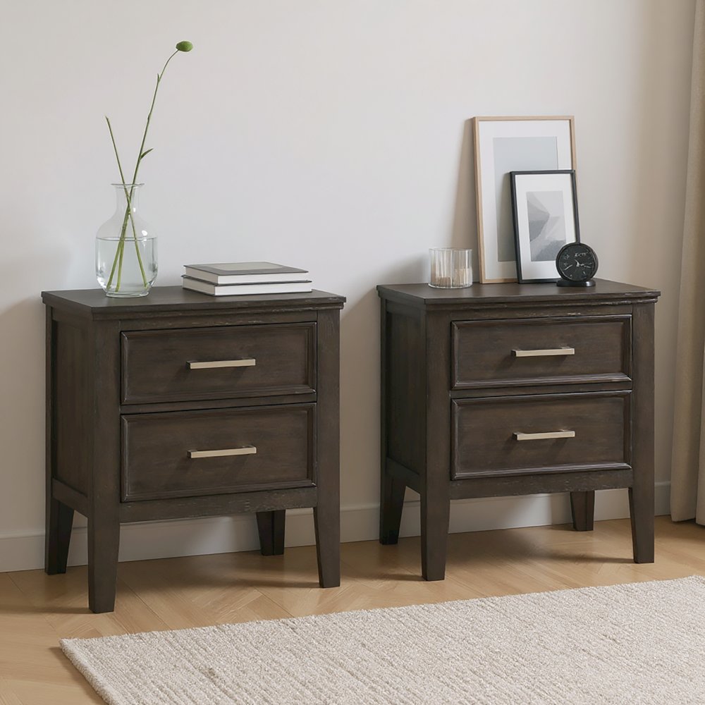 Andover Wood Nightstand in Nutmeg Brown (Set of 2)