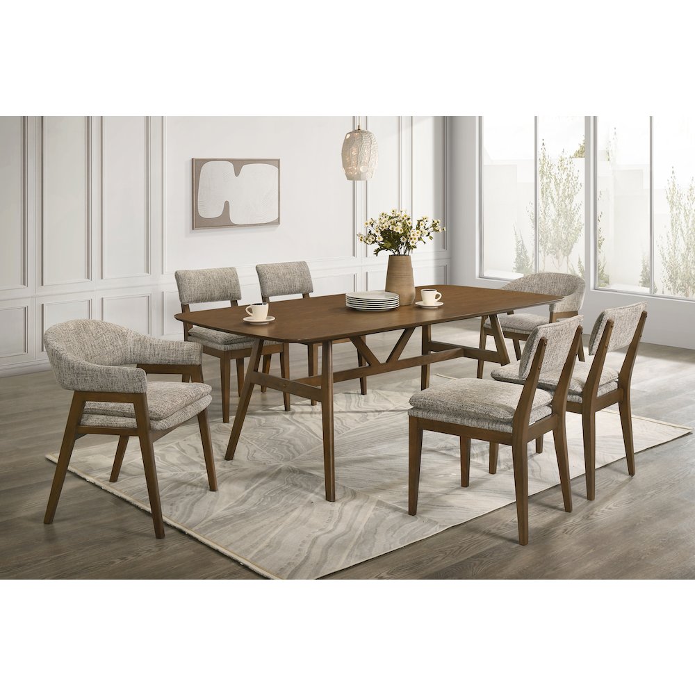 Miller 7-Piece Wood Rectangular Dining Set in Walnut
